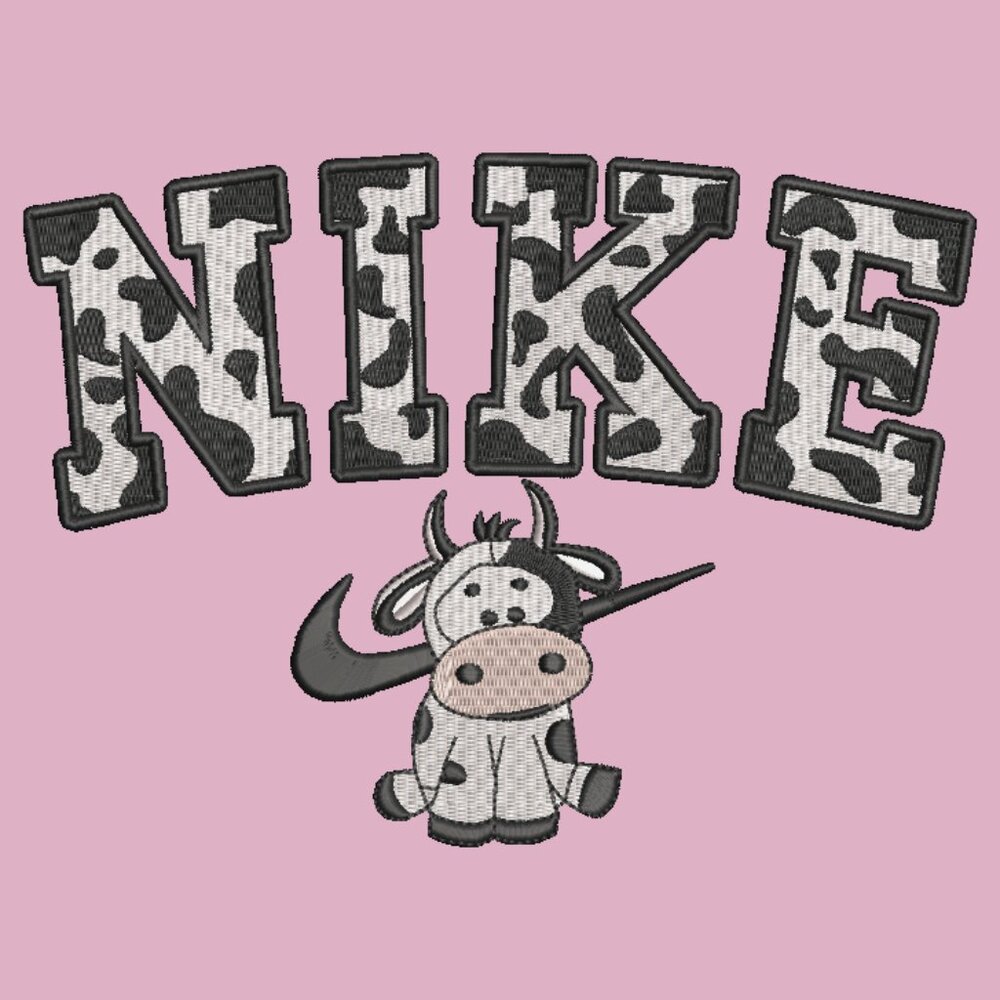 Nike Cow TODDLER Embroidered Crewneck Sweatshirt BLACK Spotted Farm Animal